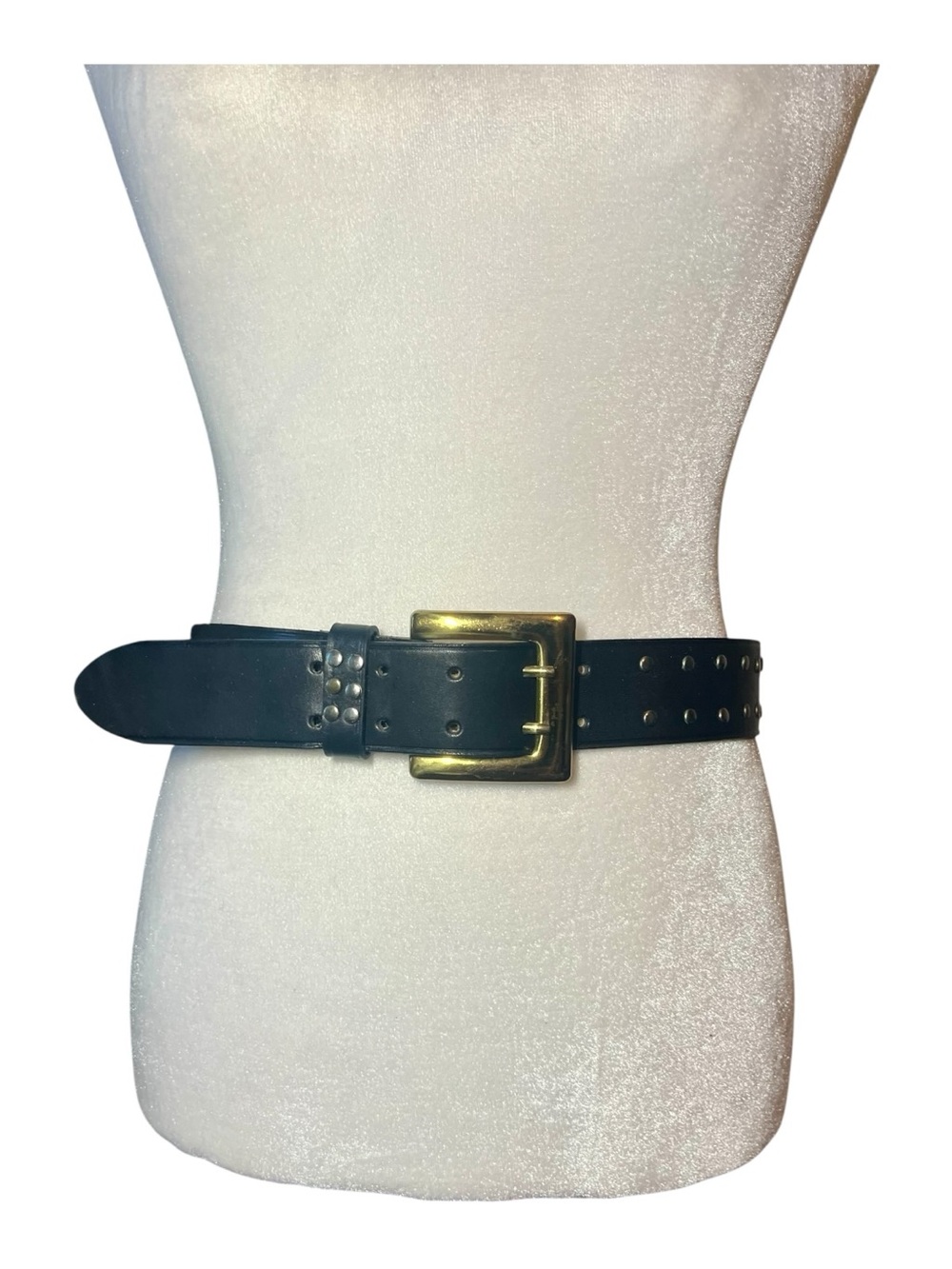 Vintage The Ritz Accessories Collection Women’s Black Leather Belt – Mixed Metal